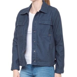 PrAna Blue Lightweight Cotton Nikit Jacket with Soft Pleated Back Detail